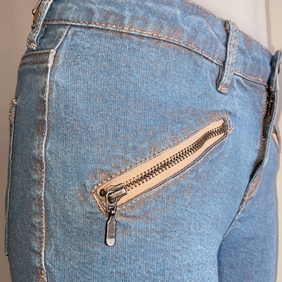 BUFFALO* Rose Gold Shimmer Mid-Rise Skinny Jeans - Picture 7 of 11